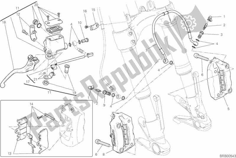Todas as partes de Sistema De Freio Dianteiro do Ducati Monster 821 Stealth Thailand 2020